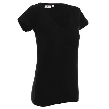 koszulka damska w serek t-shirt v-neck czarna XL