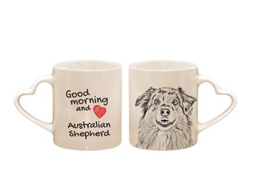 Owczarek australijski Kubek serce z nadrukiem