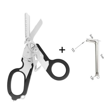 1PC Multi-Functional Tactical Foldable Medical Scissors Ruler Wrench Mini