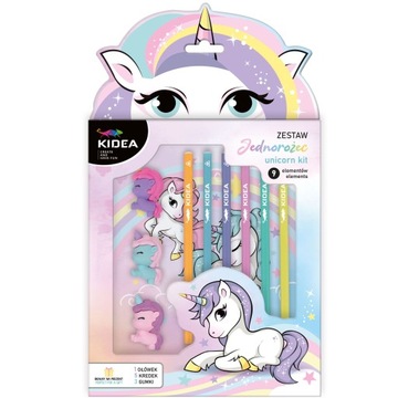 Kredki ołówkowe zestaw z gumkami do mazania Kidea Unicorn