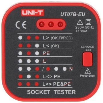 Uni-T UT07B-EU Тестер розеток с УЗО