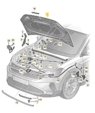 OE VW 2G7823031B KAPOTA KRYT PŘEDNÍ TAIGO