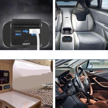 Автомобильная зарядная панель 12-24В с QC 3.0 + PD 3.0 для автомобилей