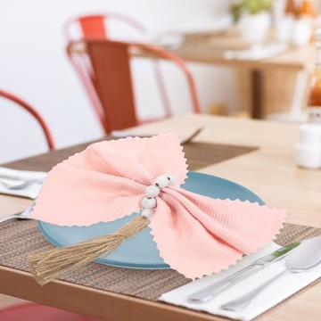 ДЕРЕВЯННЫЕ БУСЫ САЛФЕТНИЦА БОХО ПОЛОТЕНЦА