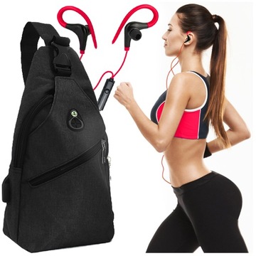 MAŁY PLECAK TORBA NA JEDNO RAMIĘ SASZETKA CROSSBODY + SŁUCHAWKI ZAUSZNE
