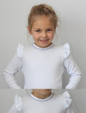 BLUZKA BIAŁA Z FALBANKĄ ROZ. 110 - KLAUDYNKA