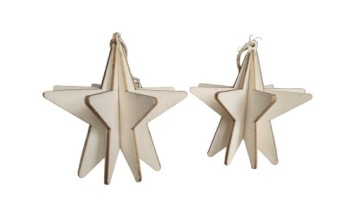 Рождественская елка звезда орнамент деревянный кулон 2шт