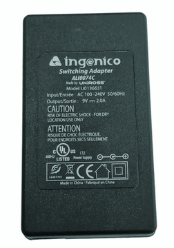 Zasilacz Ingenico 9V 2A 2000mA kostka do zabudowy