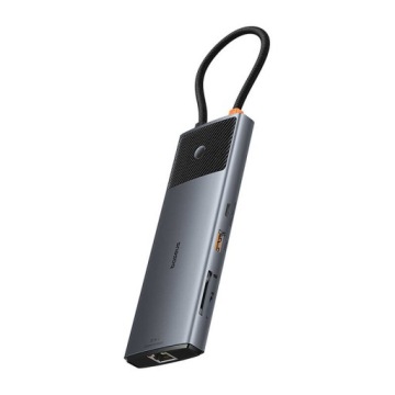 Адаптер-концентратор 10in1 Baseus 2x HDMI, USB-C, 3xUSB-A+RJ45+SD/TF, PD (серый)