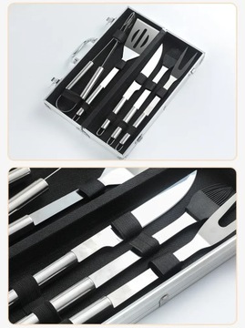 Набор для барбекю, принадлежности для барбекю, нержавеющая сталь, чемодан из 5 предметов.