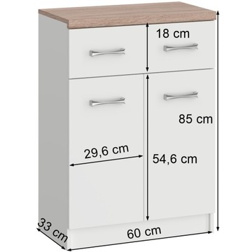 СОФИЯ 2D ШКАФ С ЯЩИКОМ 60 СМ БЕЛЫЙ ДУБ СОНОМА КОВРИК MAFMEBLE