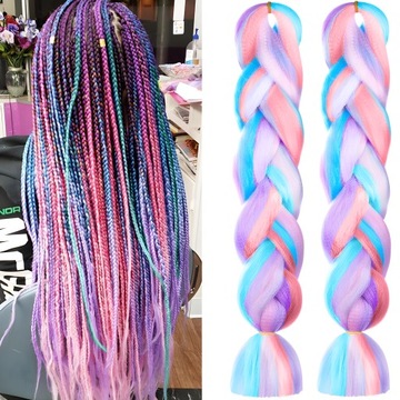 Синтетические волосы для косичек, СВЕТЯЩИЕСЯ ЦВЕТНЫЕ, для детских кос.