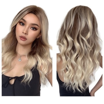 PERUKA włosy JAK NATURALNE jasny blond lace front