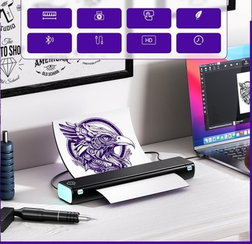 Портативный термопринтер формата А4 без чернил Bluetooth Phomemo M08F Tattoo