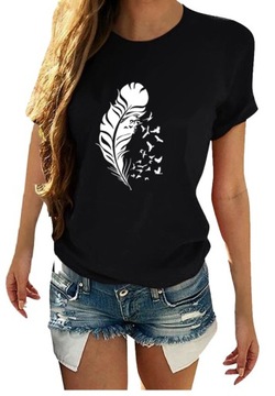 T-SHIRT KOSZULKA DAMSKA Z NADRUKIEM p PIÓRO XL