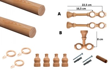 ДЕРЕВЯННЫЙ двойной карниз 200 см ЦВЕТА, потолочные карнизы-лягушки