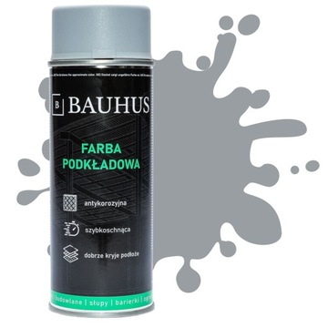 BAUHUS FARBA PODKŁADOWA ANTYKOROZYJNA SPRAY 400ml SZARA RAL 7040