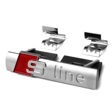 ЭМБЛЕМА AUDI S-LINE НА РЕШЕТКЕ ЛОГОТИП МАТОВЫЙ СЕРЕБРЯНЫЙ МЕТАЛЛ