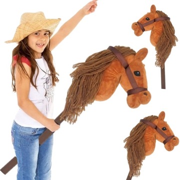 KOŃ NA PATYKU ZABAWKA GŁOWA KONIA HOBBY HORSE KOŃ Z GRZYWĄ PREZENT 50 SZTUK