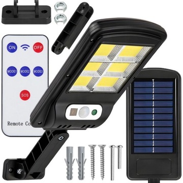 LAMPA SOLARNA HALOGEN LED CZUJNIK RUCHU NA ZEWNĘTRZNA OGRODOWA COB+PILOT