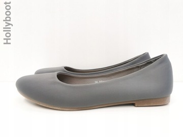 BALERINY PARIS BALETKI GŁADKIE SZARE SATYNOWE