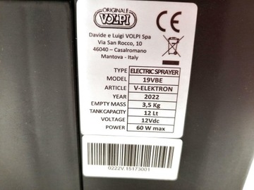 Беспроводной насос для душа Volpi V.Black 12л