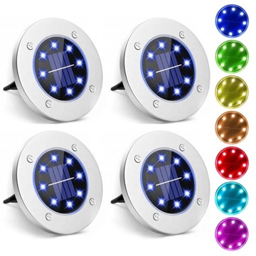 4x LAMPKA SOLARNA WBIJANA OGRODOWA KOLOROWA RGB