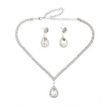 3xTeardrop Rhinestone Biżuteria Naszyjnik Zes