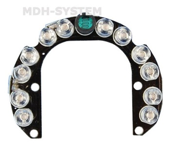 OŚWIETLACZ IR 12 LED REFLEKTOR PODCZERWIENI 49 mm