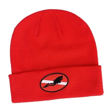 Czapka unisex dla dorosłych mężczyzn i kobiet z flagą nurkową/nurkiem w dół, czerwona 2