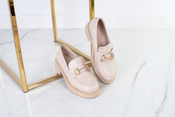 6464 БЕЖЕВЫЕ ЛОФЕРЫ ОБУВЬ НА ЦЕПИ НА ПЛАТФОРМЕ 40