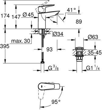 ПОДСТАВОЧНАЯ ХРОМИРОВАННАЯ РАКОВИНА FAPPER GROHE START EDGE