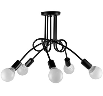 LAMPA SUFITOWA WISZĄCA LED LOFT ŻYRANDOL RETRO PAJĄK E27 x5 CZARNA ZD74A
