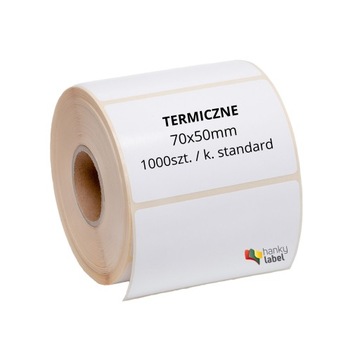 Etykiety termiczne białe 70x50 mm 1000 szt samoprzylepne