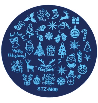 Тарелка для штампов для ногтей РОЖДЕСТВЕНСКАЯ ТАРЕЛКА ЗВЕЗДЫ РОЖДЕСТВЕНСКАЯ ЕЛКА STZ-M09