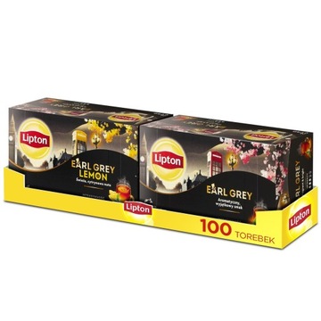Zestaw Lipton herbata czarna aromatyzowana EARL GREY, LEMON 2x50 szt. 175g