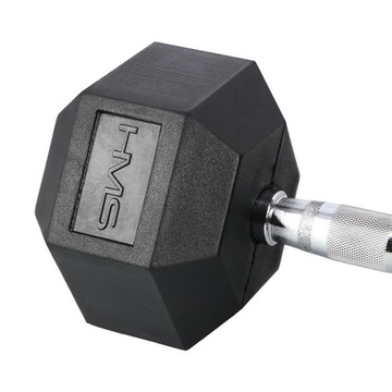 Гантель стальная прорезиненная Hex Pro 25 кг - HMS