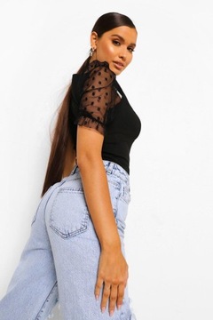 IC42101 *BOOHOO ЧЕРНЫЙ СЕТЧАТЫЙ КОРПУС, ГОРШКИ M