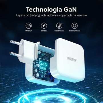 CHOETECH PD8002 Сетевое зарядное устройство GaN, 2x USB PD 3