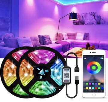 Светодиодная лента 20M RGB 5050 Bluetooth МОБИЛЬНОЕ ПРИЛОЖЕНИЕ ДИСТАНЦИОННОЕ УПРАВЛЕНИЕ МУЗЫКАЛЬНЫЙ НАБОР 12В