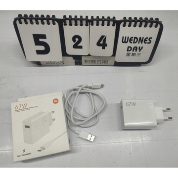 BIAŁY SZYBKA ŁADOWARKA DO TELEFONU USB-C MOCNY ZASILACZ 67W + KABEL 1 METR