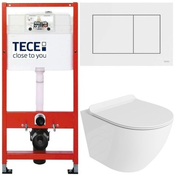 TECE ZESTAW PODTYNKOWY WC MISKA RIMLESS PRZYCISK BIAŁY POŁYSK MATA 6W1