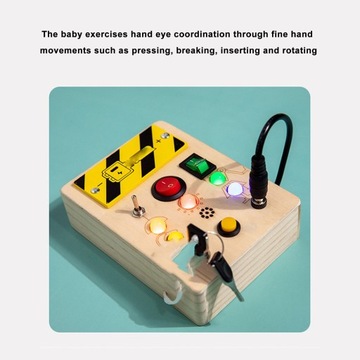 Drewniana zabawka LED dla dzieci Symulacja edukacyjna Zamek na klucz X7