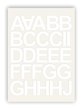 Самоклеящиеся буквы белого цвета с алфавитом и цифрами 50 мм.