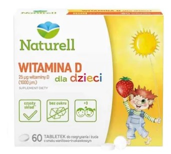 NATURELL Witamina D dla DZIECI 1000 j.m. 60 żujek