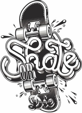 NAKLEJKI NA ŚCIANĘ SKATEBOARDING deska 50x100cm SB