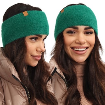 OPASKA DAMSKA NA GŁOWĘ USZY CIEPŁA GRUBA SPORTOWA ALPAKA KOBIECA TRAWIASTA