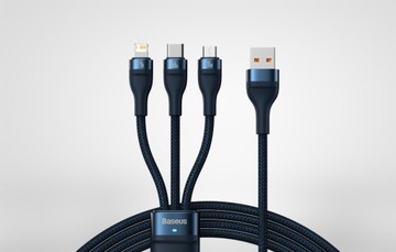 ТЕЛЕФОННЫЙ КАБЕЛЬ BASEUS STRONG 3 В 1 USB TYPE C LIGHTNING MICRO 66 Вт 1,2 М