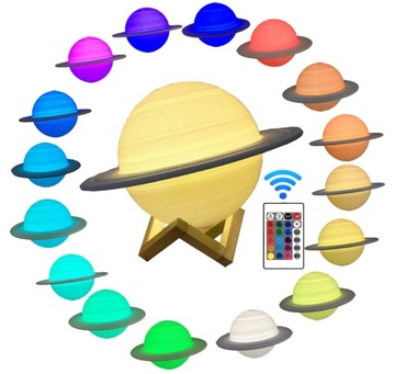 LAMPKA NOCNA DOTYKOWA 3D SATURN 20 TRYBÓW +PILOT