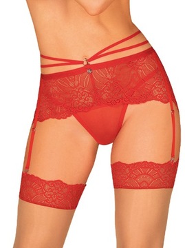 Красный кружевной пояс для чулок Loventy L/XL